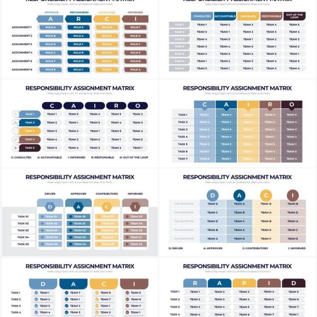 简洁商务项目责任分配矩阵表PPT信息图形素材Responsibility Assignment Matrix Powerpoint Infographics