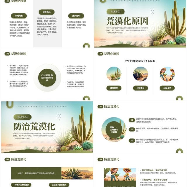 绿色简约风世界防治荒漠化和干旱日PPT模板 绿色简约风世界防治荒漠化和干旱日PPT模板