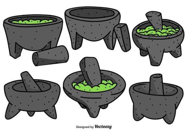 墨西哥Molcajete例证的传染媒介汇集 墨西哥Molcajete例证的传染媒介汇集