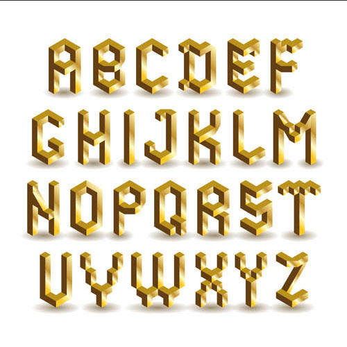金色立体英文字母