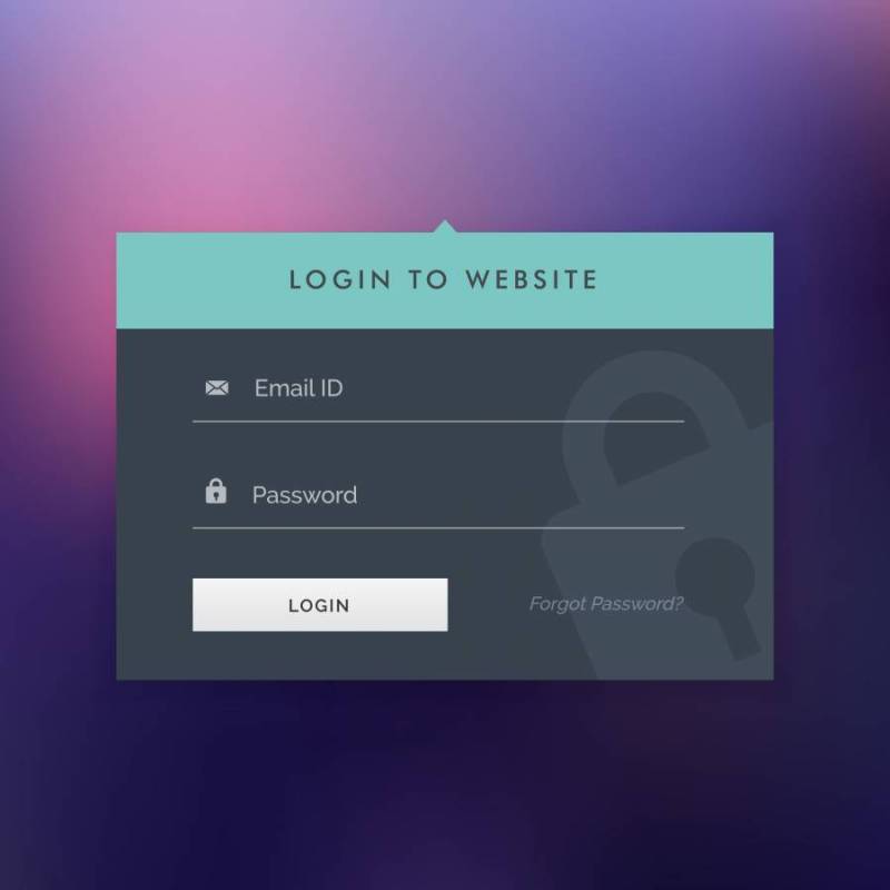 黑暗的登录ui模板设计在平面样式