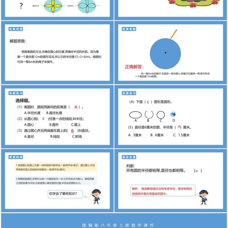 部编版六年级数学上册圆的认识课件PPT模板