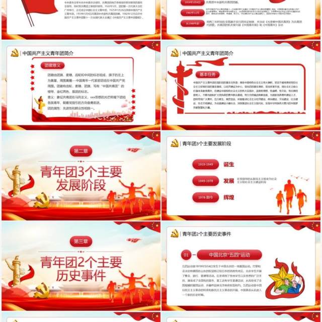 红色党政风中国共青团发展历程PPT模板