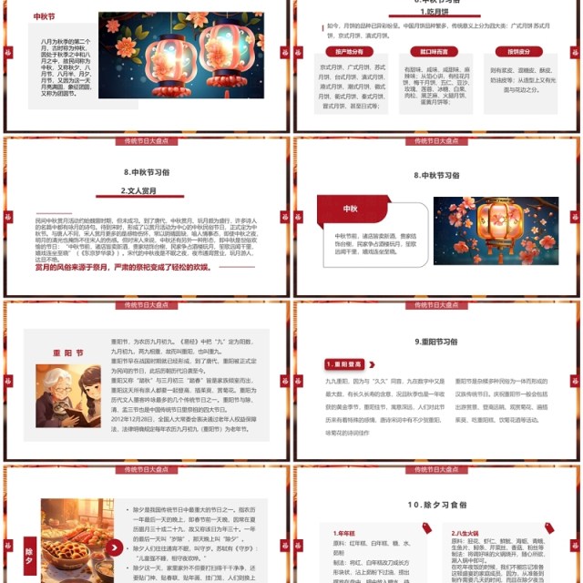 红色简约风传统节日知多少PPT模板 红色简约风传统节日知多少PPT模板