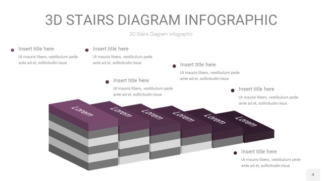 渐变深紫色3D阶梯PPT图表4