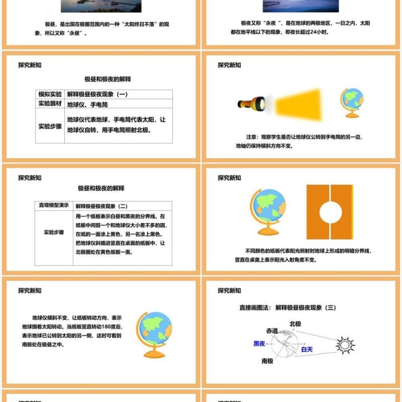 教科版五年级科学下册极昼和极夜的解释课件PPT模板