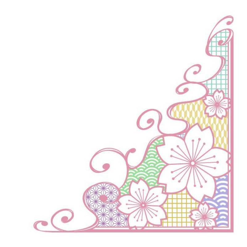 日本图案樱花框架_零件_五颜六色