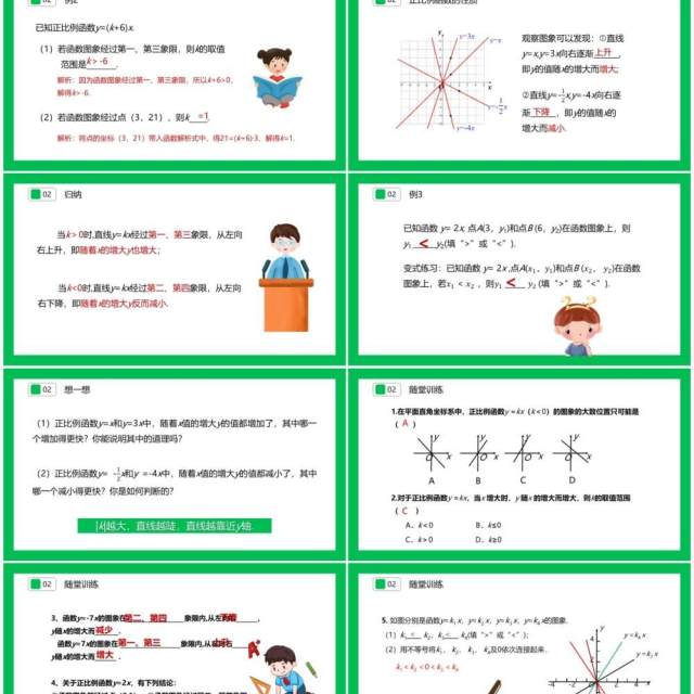 部编版八年级数学下册正比例函数的图象与性质课件PPT模板