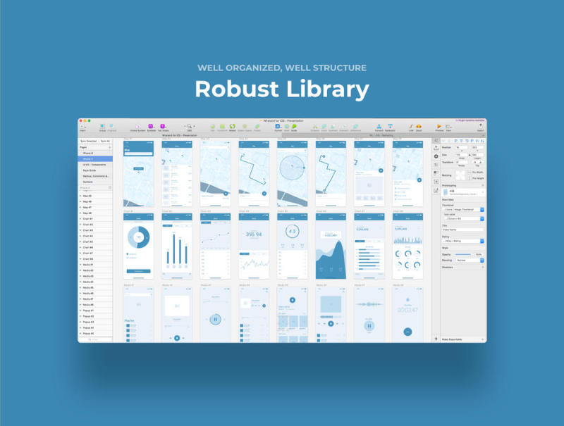 Wireframe Library Collection经过优化，可设计和构建iOS应用程序项目，适用于iOS的Wireland