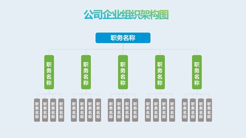 蓝绿色公司企业组织架构图PPT模板5