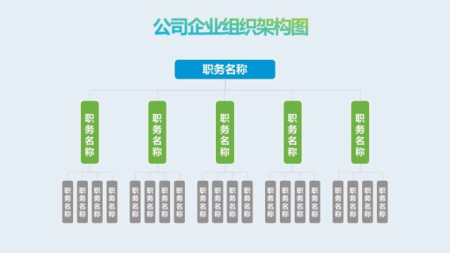 蓝绿色公司企业组织架构图PPT模板5 蓝绿色公司企业组织架构图PPT模板5