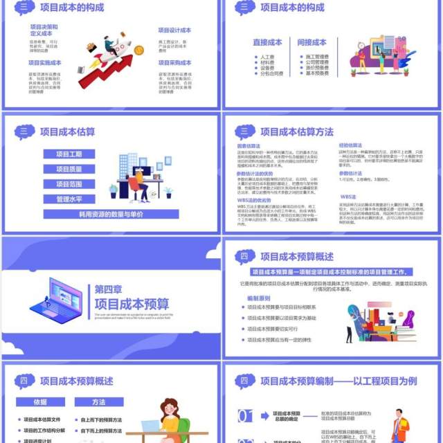 扁平化紫色商务商业项目成本管理公司财务培训通用PPT模板