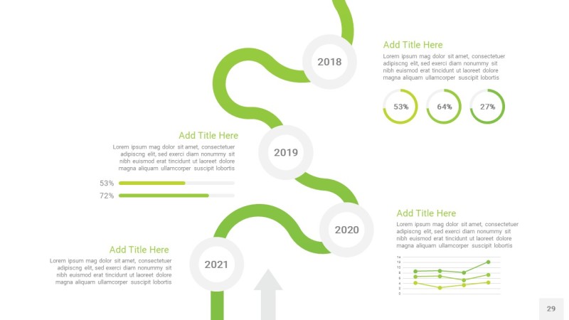 浅绿色时间轴PPT信息图29
