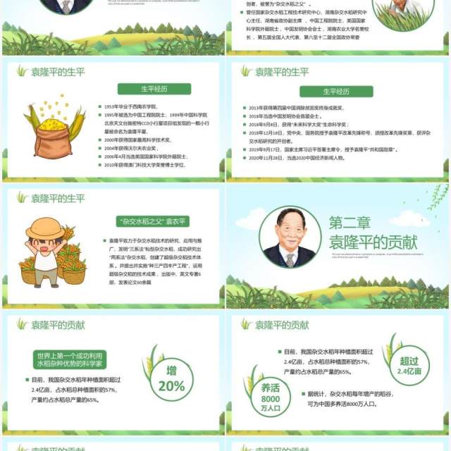 绿色简约风袁隆平院士生平介绍PPT模板(1) 绿色简约风袁隆平院士生平介绍PPT模板(1)