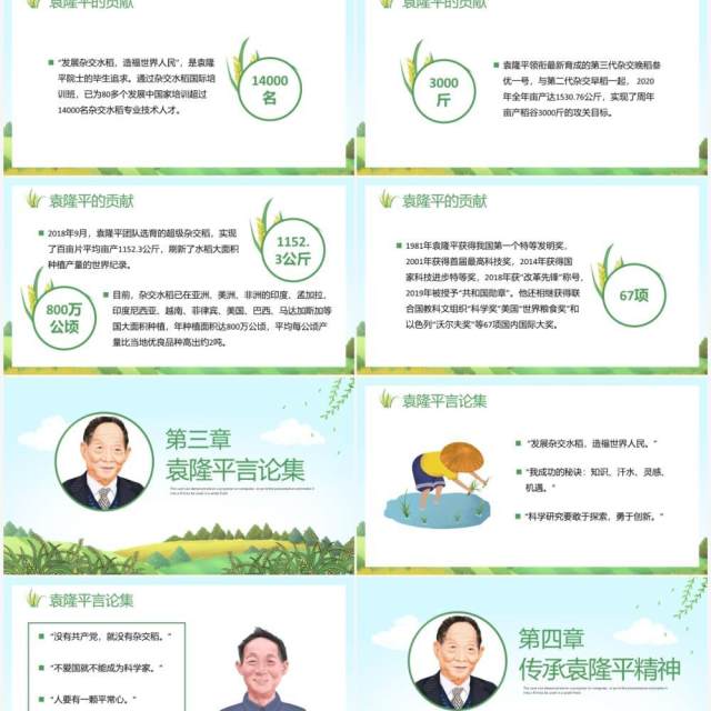 绿色简约风袁隆平院士生平介绍PPT模板(1) 绿色简约风袁隆平院士生平介绍PPT模板(1)