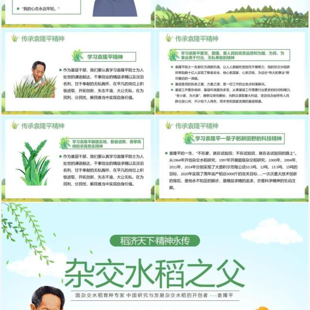 绿色简约风袁隆平院士生平介绍PPT模板(1) 绿色简约风袁隆平院士生平介绍PPT模板(1)