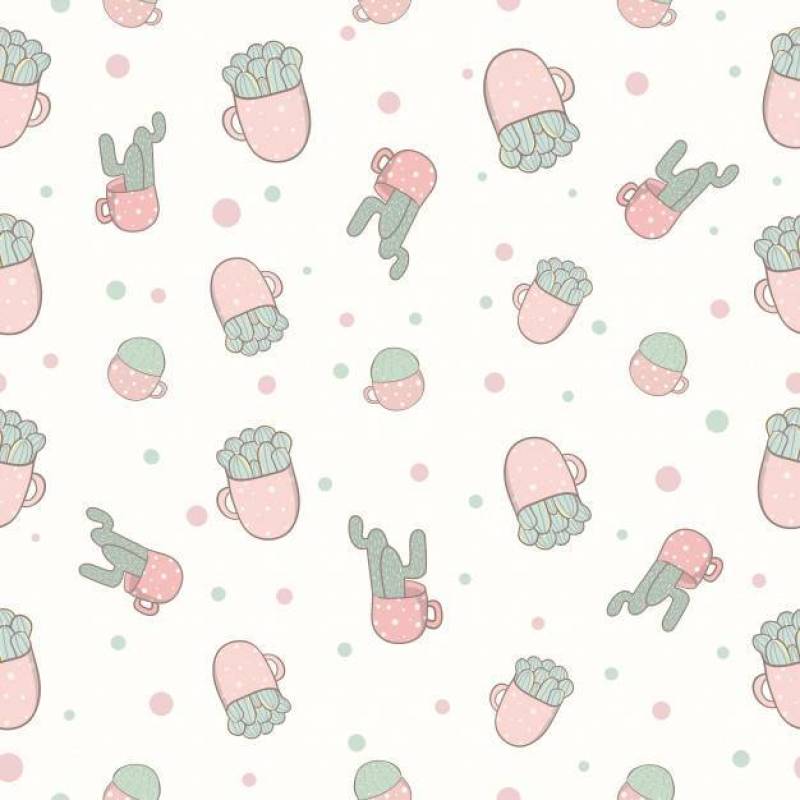 Cactus seamless pattern pastel color doodle