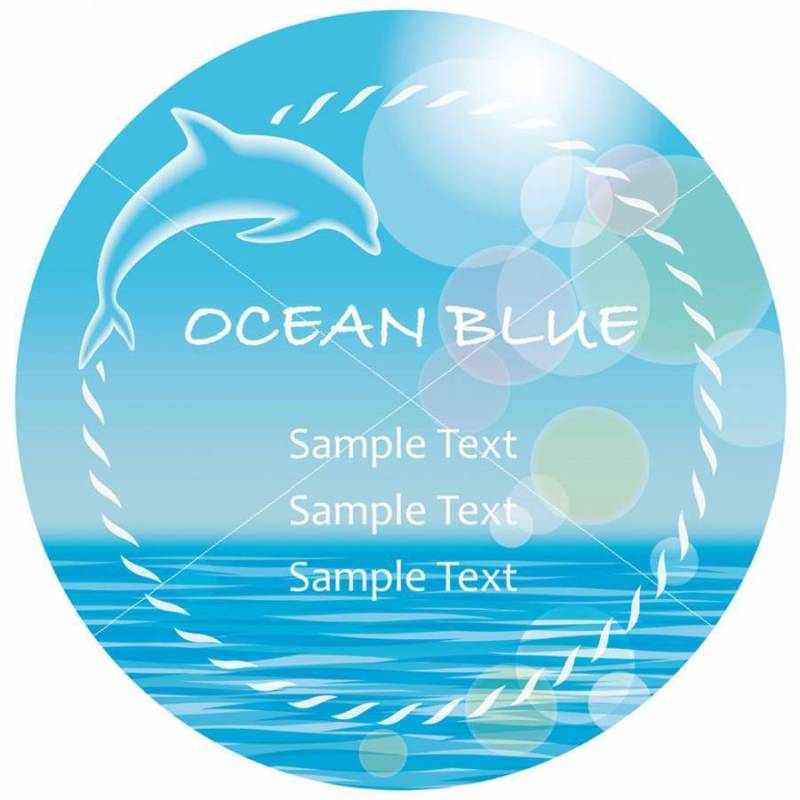 圆形矢量夏天背景/消息帧与海豚。