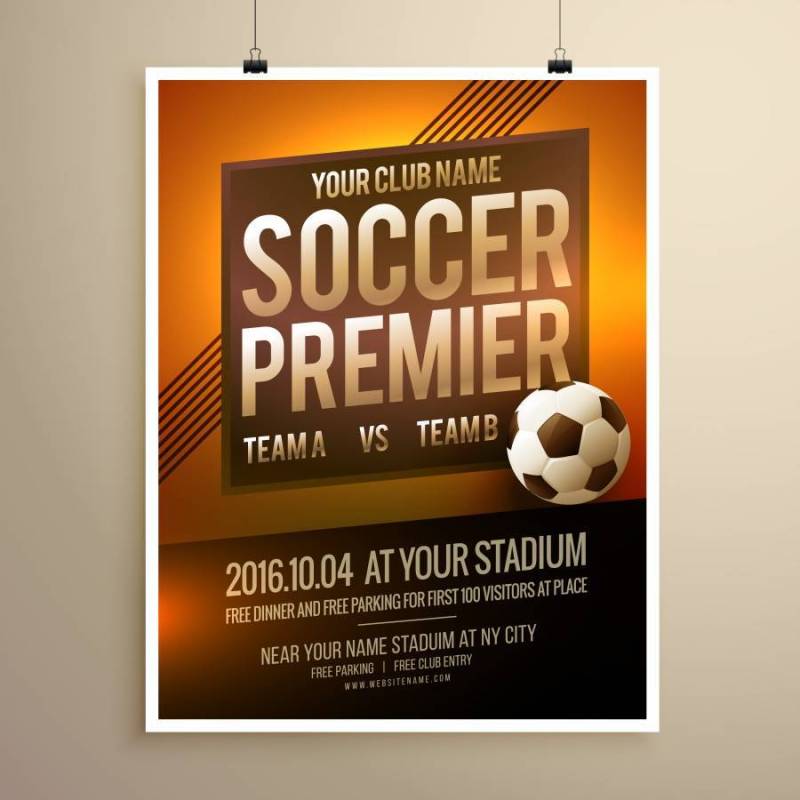 足球运动传单海 报矢量设计模板