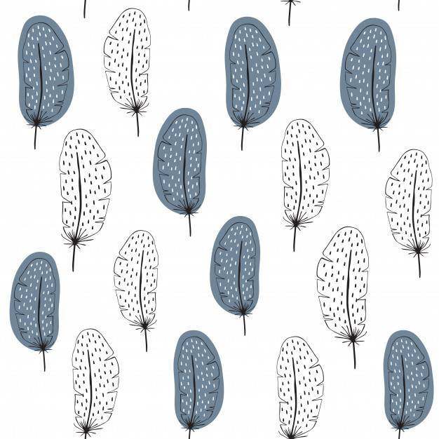 Vector seamless pattern with feathers in Scandinavian style.