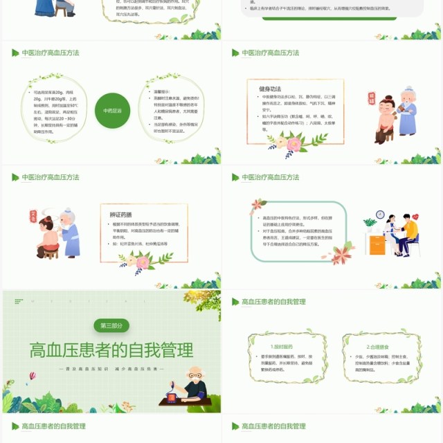 绿色卡通风防治高血压宣传PPT模板 绿色卡通风防治高血压宣传PPT模板