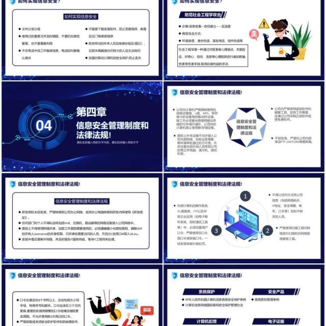 蓝色科技新员工网络信息安全意识培训PPT模板