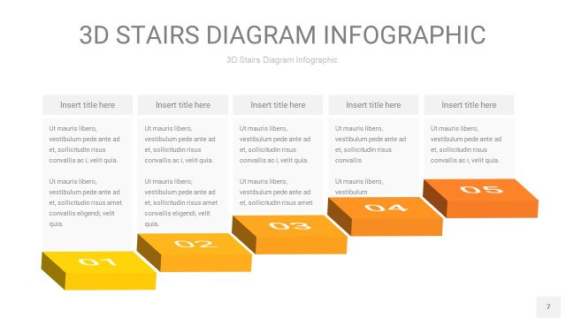 渐变黄色3D阶梯PPT图表7