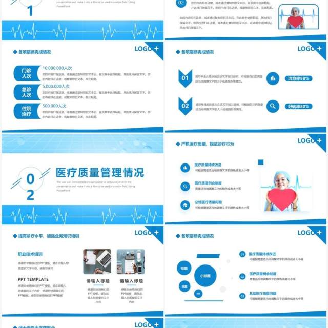 蓝色简约风医院年终总结汇报PPT通用模板