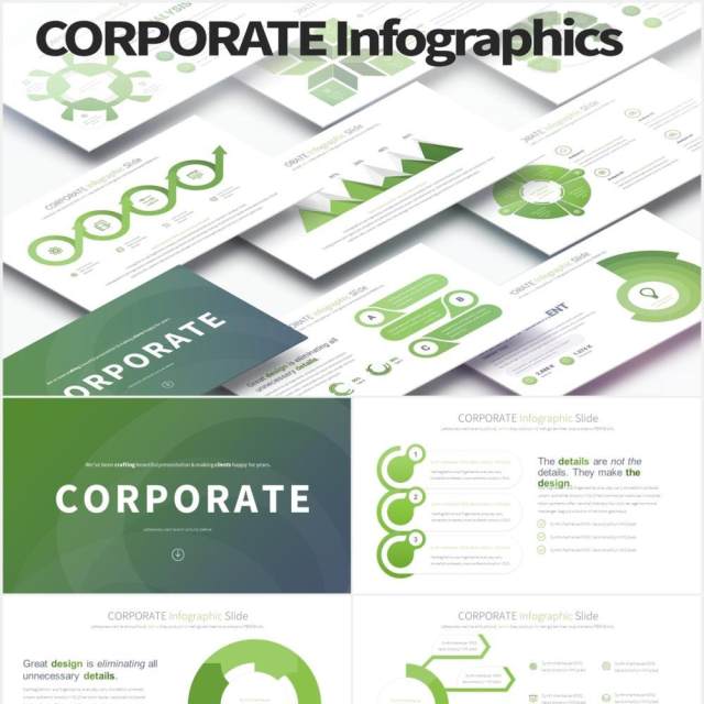 11套公司宣传报告用可视化图表PPT素材CORPORATE - PowerPoint Infographics