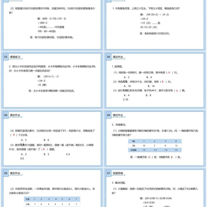 部编版四年级数学下册数学广角鸡兔同笼课件PPT模板
