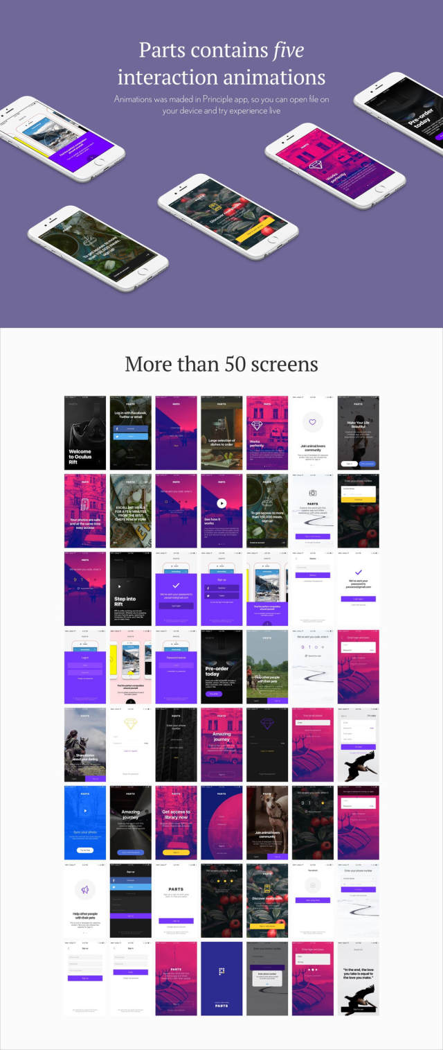 包含交互动画的移动UI套件,Parts UI Mobile Kit 包含交互动画的移动UI套件,Parts UI Mobile Kit