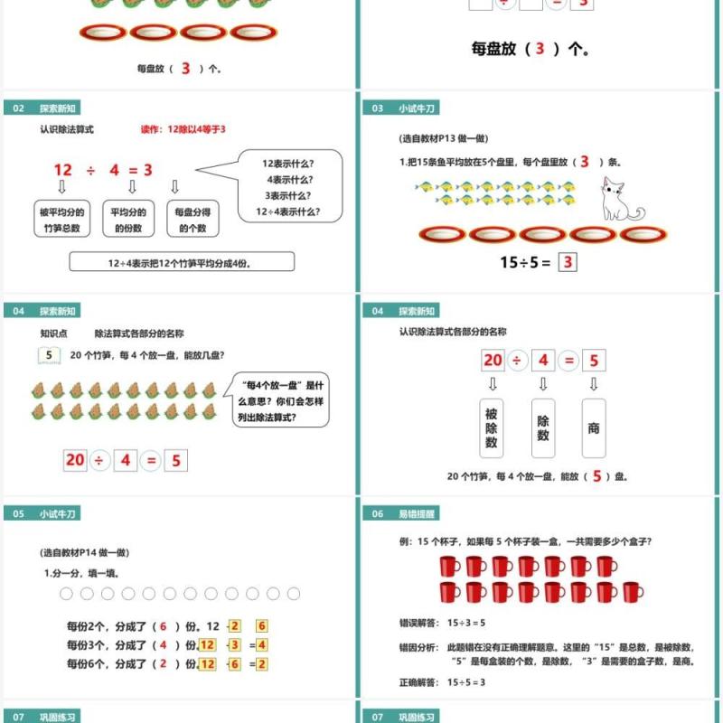 部编版二年级数学下册除法课件PPT模板