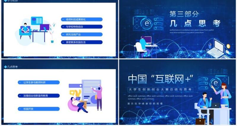 中国互联网大学生创新创业大赛总结与思考动态PPT模板