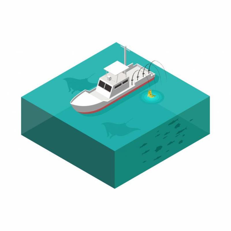 深海捕鱼船等距矢量