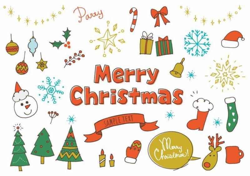 圣诞节可爱的手写的颜色