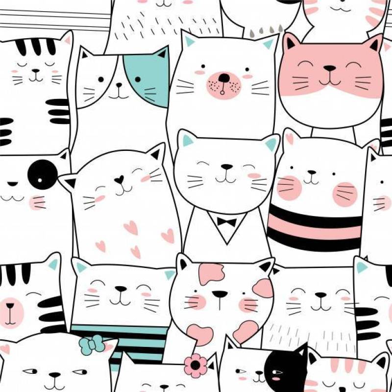 Cute baby cat seamless pattern