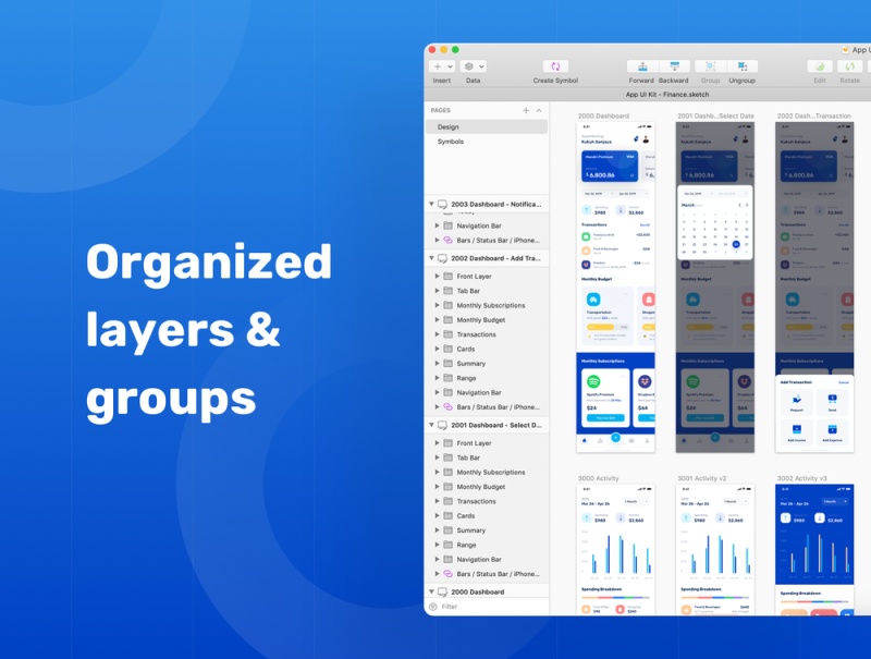 Banky共有27种屏幕设计和50多种符号，可帮助您为银行应用程序创建原型，Banky - Finance App UI Kit