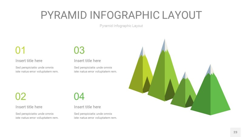 草绿色3D金字塔PPT信息图表23