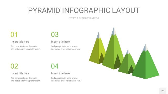 草绿色3D金字塔PPT信息图表23