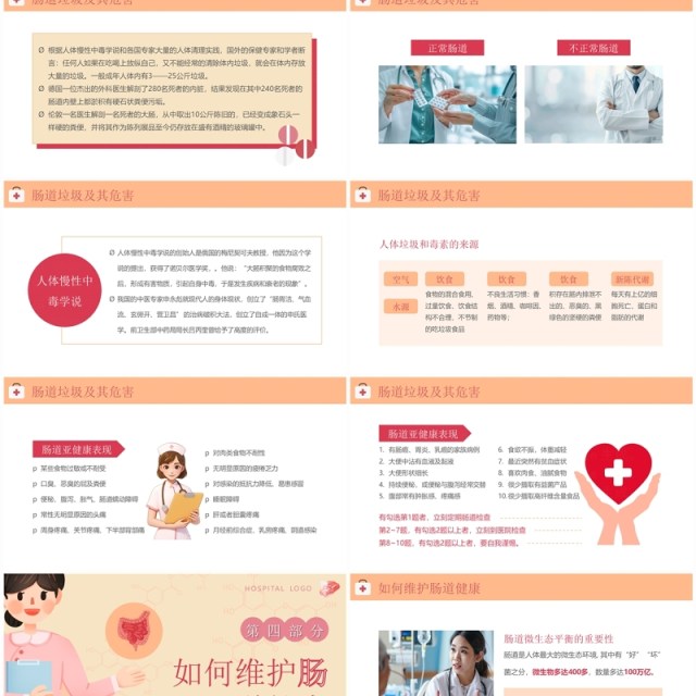 橙色清新风肠道健康管理PPT模板 橙色清新风肠道健康管理PPT模板