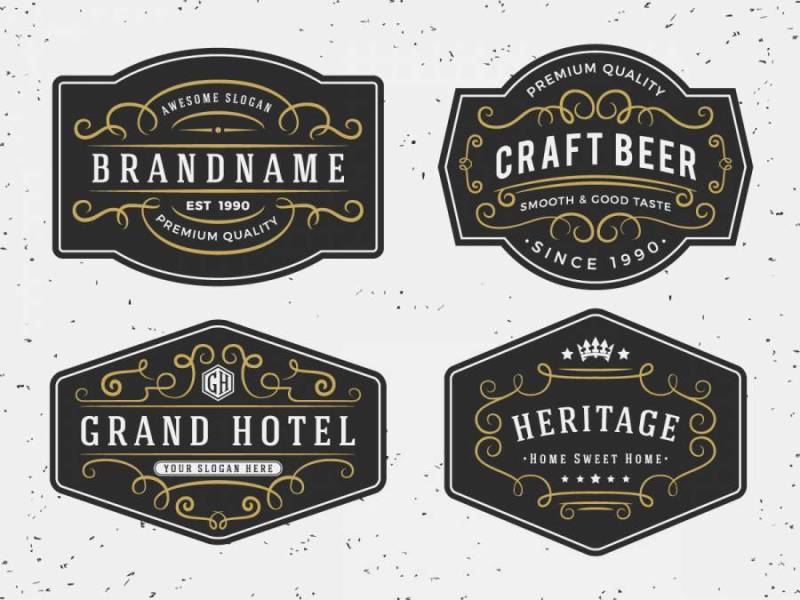 蓬勃发展书法框架设计为标签，横幅，商标，embl