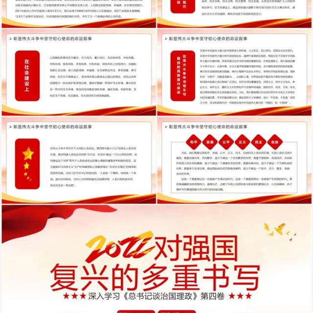 红色党政2022对强国复兴的多重书写PPT模板 红色党政2022对强国复兴的多重书写PPT模板