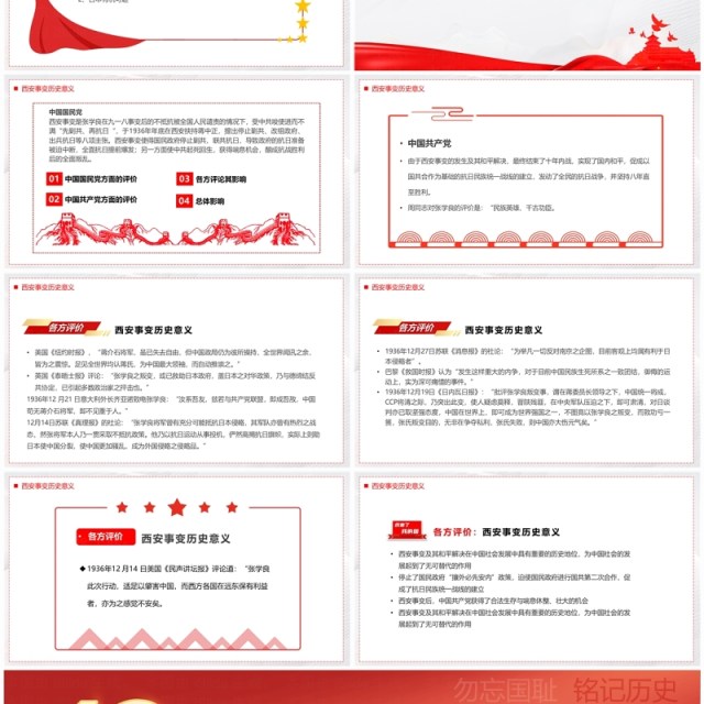 红色简约风西安事变纪念日PPT模板