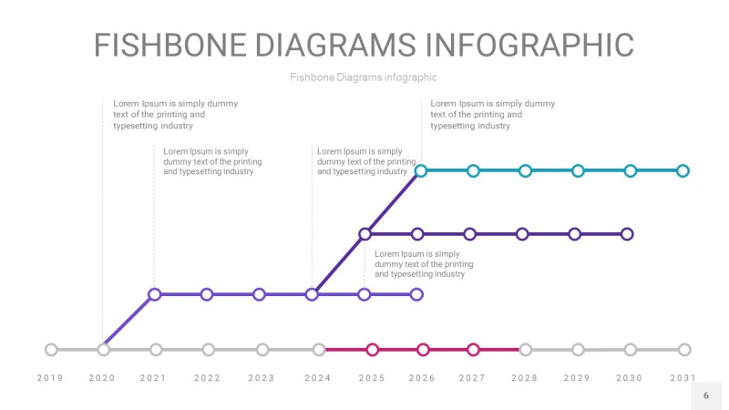 粉紫色鱼骨PPT信息图表6