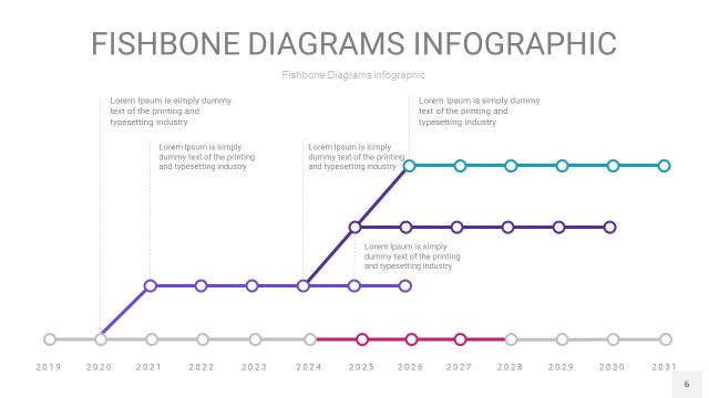 粉紫色鱼骨PPT信息图表6