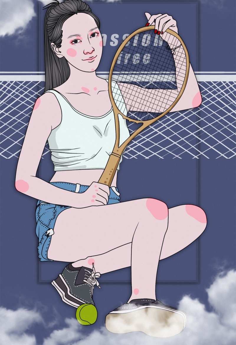 夏日运动网球美女插画