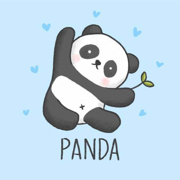 可爱的熊猫卡通手绘风格