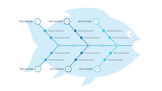 蓝色鱼骨图PPT图表-10