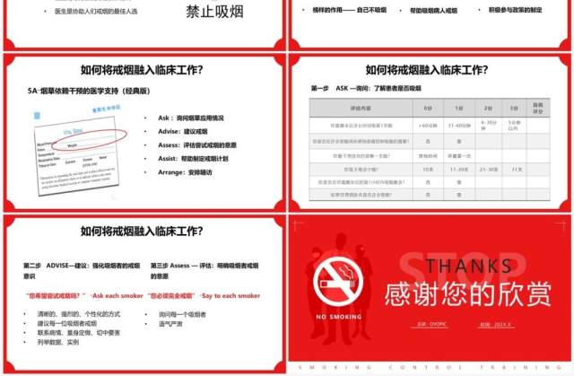 红色简约风医护人员控烟知识培训PPT模板