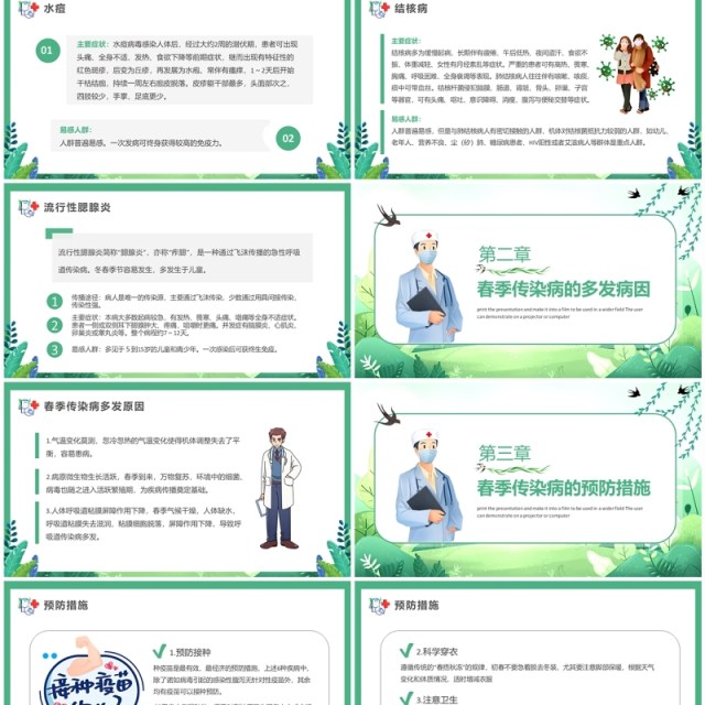 绿色清新风预防春季传染病PPT模板 绿色清新风预防春季传染病PPT模板